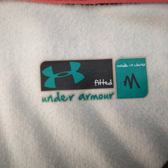 Under Armour Ladies Size Medium Pink Brown Green V-neck Long Sleeves Rash Guard - Picture 3 of 11